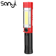 SANYI LED COB Магнитный фонарик с питанием от 3 * AA батареи портативный фонарь 4 режима Кемпинг рабочий свет 2024 - купить недорого