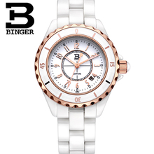 Binger-Relojes de pulsera de lujo con diamantes para mujer, pulsera de cuarzo de cerámica espacial, resistente al agua, B8008A-3 2024 - compra barato