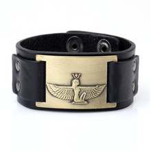 Pulseira viking de couro, bracelete para mulheres e homens modelo deusa archangel bom presente para escolher 2024 - compre barato