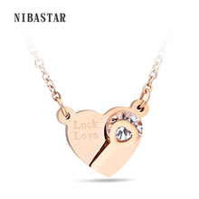 Collares de cristal con cierre de corazón para mujer, de acero inoxidable, Color oro rosa, 316L, accesorios de amor 2024 - compra barato