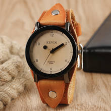Женские и мужские кварцевые часы KEVIN, винтажные часы в стиле стимпанк с кожаным ремешком 2024 - купить недорого