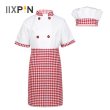 IIXPIN Kids Chef Uniform Outfit Kitchen Restaurant Clothing Jacket with Apron and Hat Set for Halloween Cosplay Party Costume 2024 - buy cheap