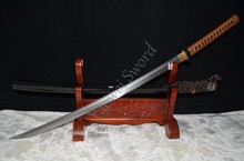 41 дюйм, складная Дамасская стальная глина, закаленное железо, искусственный меч самурая, искусственный острый, может резать бамбуковое дерево, Подлинная кожа RAYSKIN 2024 - купить недорого