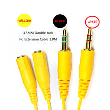 Высококачественный Удлинительный кабель 3,5 мм с двумя штекерами «папа» и «мама» для ПК, гарнитуры, желтые, черные, белые кабели для аудио, Распродажа по низкой цене 2024 - купить недорого
