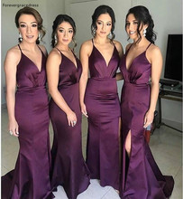 Dark Purple Long Bridesmaid Dress Deep V Neck Summer Country Garden Formal Wedding Party Guest Maid of Honor Gown Plus Size 2024 - buy cheap