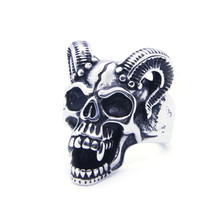 1pc size 7-13 New Arrival Evil Damn Skull Ring 316L Stainless Steel Band Party Man Boy Cool Ghost Skull Ring 2024 - buy cheap