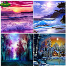 YUMEART Sea Wave and Forest Diamond Embroidery Landscape Full Square DIY Diamond Painting Sunset Mosaic Home Decor Creative Gift 2024 - buy cheap