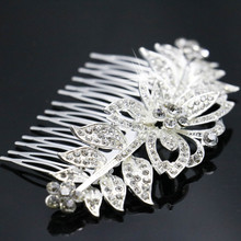 2021 Flower Crystal Hairpin Jewelry Leaves Accessories Hair Comb Hair Clips Fashion Party Jewelry For Women Wedding Decoration 2024 - buy cheap