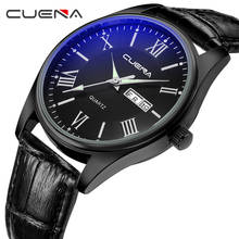 CUENA Quartz Watches Men Luminous Hands Week Display Calendar Genuine Wristwatches Leather Strap Fashion Watch 6606P 5 Colors 2024 - buy cheap