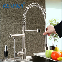 KEMAIDI Brushed Nickel Kitchen Faucet Pull Out Down Swivel 360 Hot/Cold Brass Water Tap Sink Torneira Cozinha Faucet,Mixer Tap 2024 - buy cheap