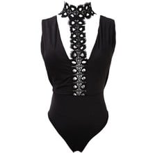 Fashion Sexy Women Sleeveless Lace Stretch Bodysuit Ladies Leotard Body Suit Tops T Shirts Playsuits Jumpsuits Black New S-XL 2024 - buy cheap