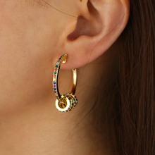 Arcoíris cz circular beads bead flotantes rainbow circel hoop geometric fashion gorgeous women hoop earring 2024 - compra barato