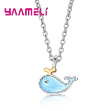100% New Brand 925 Sterling Silver Light Blue Pendant Dolphin Necklace For Women Trendy Party Jewelry Free Shipping 2024 - buy cheap