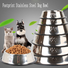 Stainless Steel Pet Cat Dog Bowl Travel Dog Food Container Footprint Feeding Feeder Dog Water Bowl Puppy Outdoor Food Dish 2024 - buy cheap