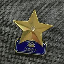 Factory Design Pentagram Shape Metal Badge Back Butterfly Buckle Plating Gold Badge 2024 - buy cheap