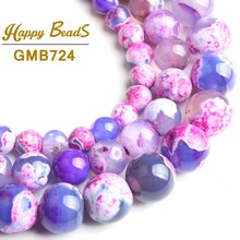Natural Stone Purple Fire Agates Beads Round Loose Spacer Beads 15''Strand 6/8/10mm For Jewelry Making DIY Bracelet Necklace 2024 - buy cheap