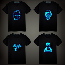 Stranger Things-Camiseta luminosa fluorescente con letras de lámpara de Navidad, camisetas Unisex, camisetas de manga corta, camisetas para niños 2024 - compra barato