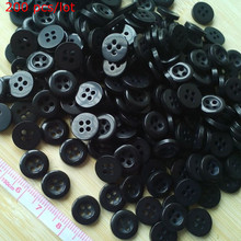 200pcs , 11 mm round button 4 holes Pearlized Black clothing buttons for shirt 2024 - buy cheap