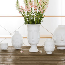 Ladies Face Head Plant Vase Succulent Pot Home Garden Decor White Ceramic Craft Housewarming Ornament Arrangement Container 2024 - buy cheap