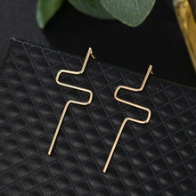 Unique Design Gold Silver Earrings Simple Minimalist Korean Style Jewelry Wire Drop Earrings For Women Brincos Fashion Gifts 2024 - buy cheap