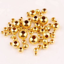 Wholesale 4mm 5mm Gold Silver Plated Smooth Ball Spacer Beads Iron Metal Beads for Jewelry Making  DIY Findings Accessory PJ-08 2024 - buy cheap