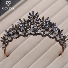 CC engagement jóias tiaras e coroas hairbands acessórios do cabelo do casamento para a noiva do estilo barroco preto cubic zircon presente XY301 2024 - compre barato