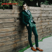 2018 New Brand Green Men Suits for Wedding Slim Fit Groom Tuxedo 2 Piece Street Men Suit for Business Handsome Man Blazer Jacket 2024 - buy cheap