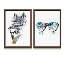 Abstract Watercolor City Men Glasses Nordic Posters And Prints Wall Art Canvas Painting Wall Picture For Living Room Home Decor 2024 - buy cheap