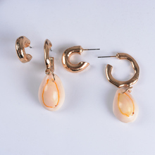 ZA 2019 Sea Shell Drop Earrings Gold Metal Geometric Statement Dangle Earrings Set For Women Party Jewelry 2024 - buy cheap