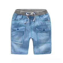 Calça capri macia para meninos, calça capri casual com bolsos azul claro e com bolsos 2024 - compre barato