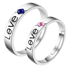 Кольцо с надписью Love для пар, регулируемое, простое, с кристаллами 2024 - купить недорого