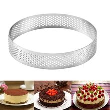 Molde para tarta de Mousse transpirable perforado redondo de 6-10 Cm herramienta de pastel de anillo de pastel de acero inoxidable antiadherente, anillo de pastel transpirable 2024 - compra barato