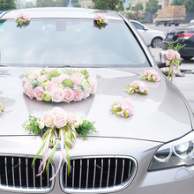 1Pcs Wedding Car Decor Artificial Ribbon Flower For Car Door Handle Front View Mirror Rear Corner Decor Garland Silk Rose Flower 2024 - buy cheap