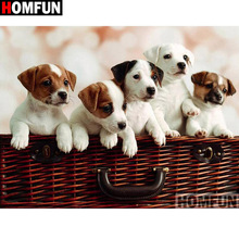 HOMFUN Full Diamond "Animal dog basket" DIY 5D Diamond Painting Cross Stitch Home Decor Picture Of Rhinestone Handmade A26172 2024 - buy cheap