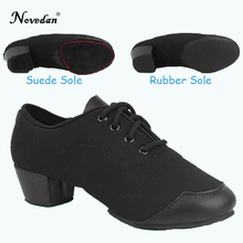 Zapatos de baile de salón para hombre, zapatillas de lona profesionales latinas de tacón bajo, para Tango y Salsa, color negro 2024 - compra barato