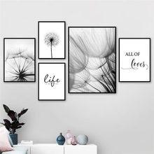 Life Quote Wall Pictures Art Print Love Words Canvas Painting Dandelion Art Poster Black White Nordic Wall Decor HD2619 2024 - buy cheap