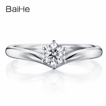 BAIHE sólido 10 K oro blanco (AU417) anillo de joyería fina de regalo de boda de moda de compromiso de Moissanite de corte redondo de CT certificado 2024 - compra barato