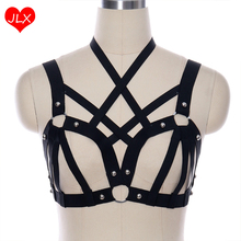 Black Bondage Body Harness Lingerie Elastic Crop Tops Cage bra Punk Goth Harajuku Fetish Erotic Halloween Christmas Rave 2024 - buy cheap