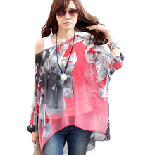 Summer Blouse Shirt 2021 New Fashion Women Casual Chiffon Blouses Tops Plus Size 4XL 5XL 6XL Batwing Sleeve Women's Shirts 2024 - buy cheap