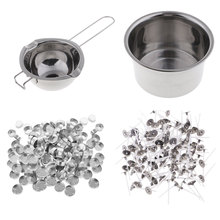 1 Set Stainless Steel Candle Wax Melting Pot Double Boiler Tool with 200pcs Tealight Cups Candle Wick Candle Making Kit 2024 - buy cheap