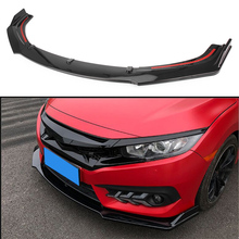 Preto brilhante amortecedor dianteiro do carro spoiler capa lábio splitter guarnição abs para honda civic fc fk sedan 2016 2017 2018 2019 2020 2024 - compre barato