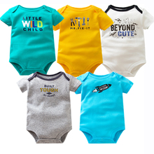 5PCS/Lot Summer Baby Rompers Short Sleeve Newborn Baby Boy Clothes 100% Cotton Letter Printed B Baby Girl Clothing 6-24 Month 2024 - buy cheap