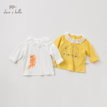 Dave bella/DBM10859, осенняя футболка с рисунком для маленьких девочек, детские топы с длинными рукавами для девочек, высококачественный пуловер, модные детские футболки 2024 - купить недорого