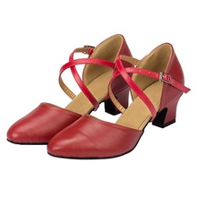 HXYOO Comfortable Red Black Tan Salsa Zapatos De Baile Heels 4.5-8.5 cm Ballroom Latin Dance Shoes Closed Toe For Women JYG434 2024 - buy cheap