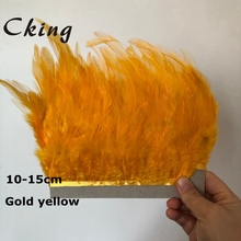 Cking-adorno de plumas de gallo, venta al por mayor, 5 metros, dorado, amarillo, 10-15cm, flecos de plumas de pollo para decoraciones de boda 2024 - compra barato