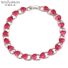 ROLILASON romantic design Heart shape rose red crystal zircon silver Bracelets graceful gift for women fashion jewelry TBS766 2024 - buy cheap