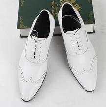 Brown Black White Formal Suit Shoes Genuine leather Fashion Hot Dress Wedding Party Shoes Male 2024 - buy cheap