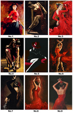 Set of 3 Canvas paintings Beautiful Dancer artwork Tango flamenco ballet Portrait oil painting woman wall art set of 2 Handmade 2024 - buy cheap