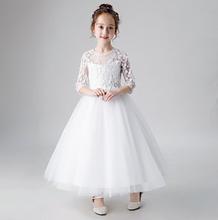 Vestido floral branco de renda para meninas, vestido de princesa para festa de aniversário, casamento, festa para desfile, primeira comunhão 2024 - compre barato