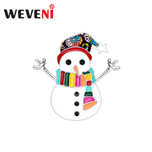 WEVENI Enamel Alloy Christmas Anime Snowman Brooches Navidad New Year Jewelry Pin Gift For Women Girls Teen Clothes Scarf Bijoux 2024 - buy cheap